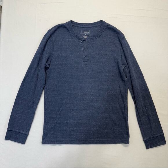 Sonoma Thermal Half Button Down T-shirt heather blue waffle print Men’s Small - Picture 2 of 5